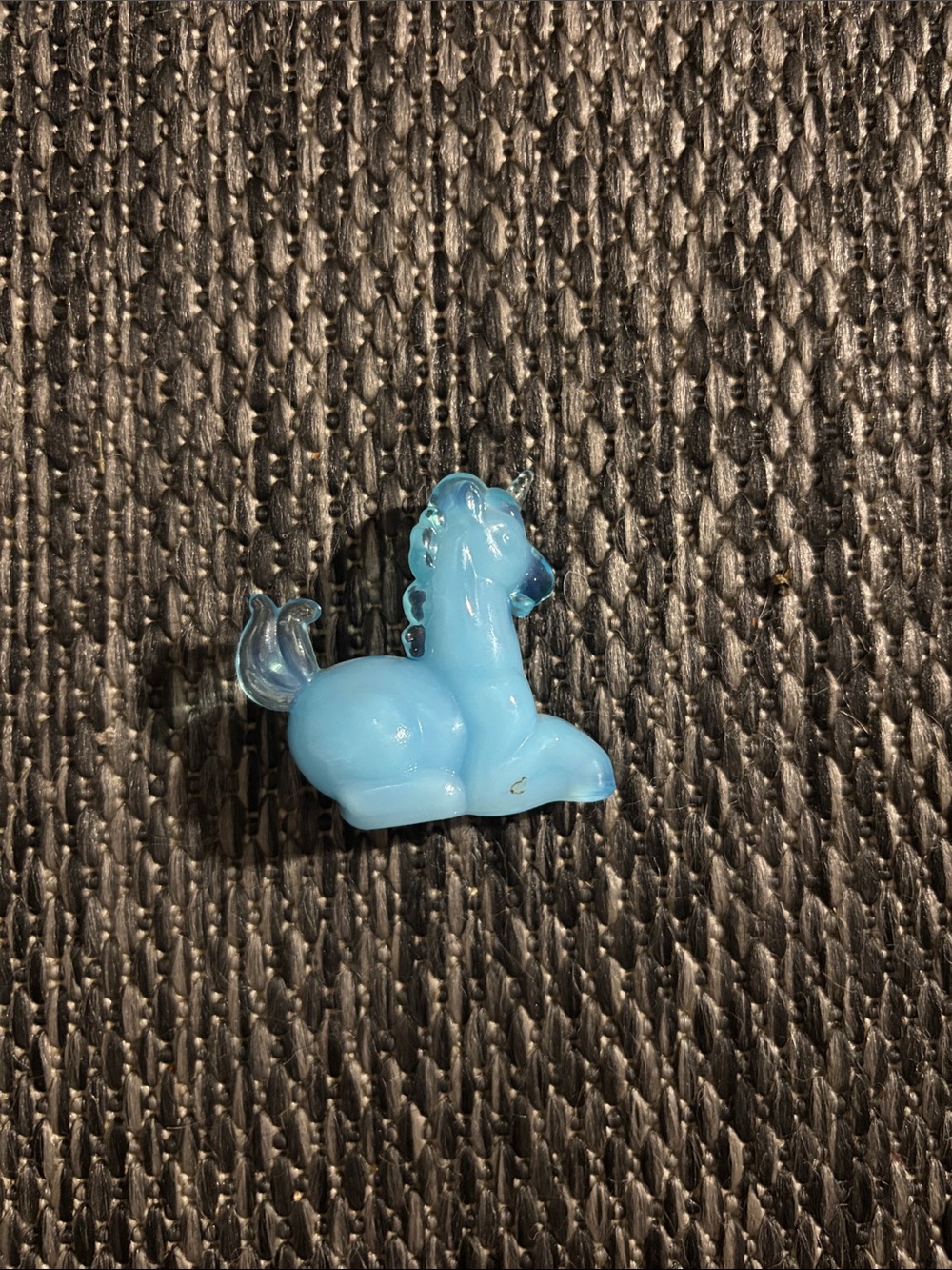 Vintage Boyd Little Glass Lucky The Unicorn Milky Blue Collectible